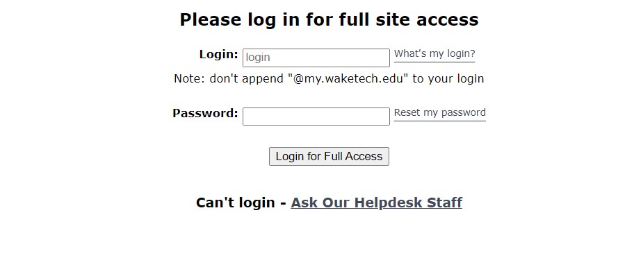 Wake Tech Login process